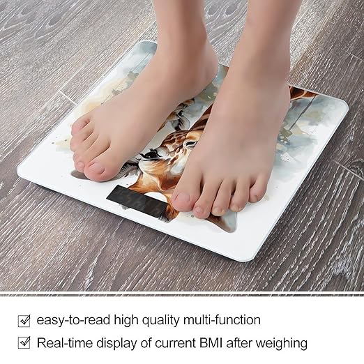 Digital Bathroom Scale for Body Weight Scale with Bright LCD Display High Accuracy Step-On Technology Auto On/Off Watercolor Deer Giraffe Digital Scales 400 Lbs /180kg