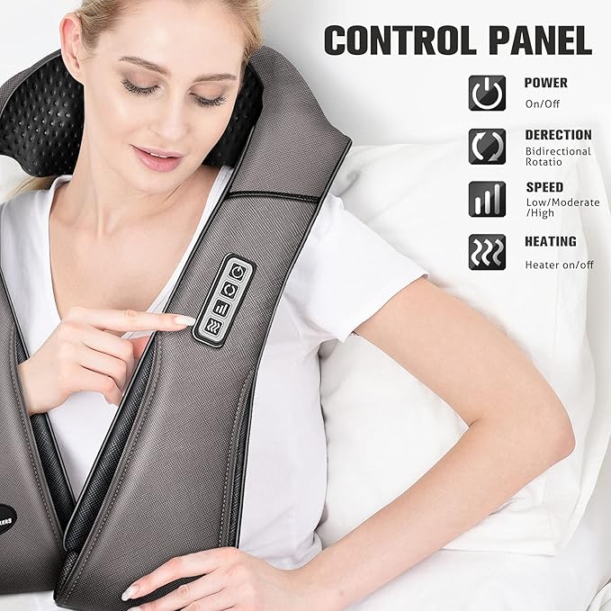 MagicMakers Neck Massager with Heat Gifts for Women Men Dad Mom Family Friend Mothers Day Fathers Day Christmas Shiatsu Kneading Back Massager for Shoulder Pain Relief Muscle Soreness