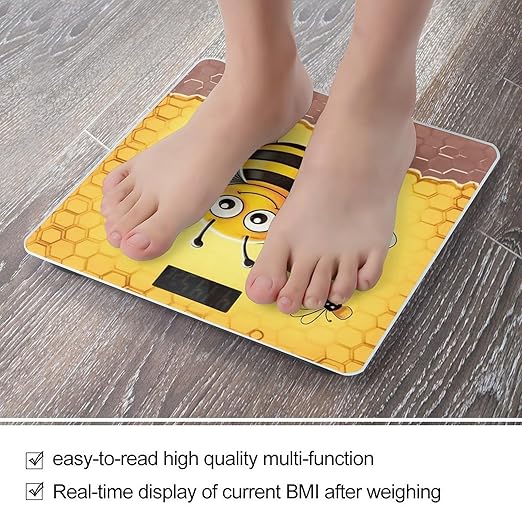 Bee on The Square Scale for Body Weight Accurate Digital Bathroom Scale Toughened Glass High Precision Scales Smart Weight Scales with Large LCD Backlight Display Weighing Machine