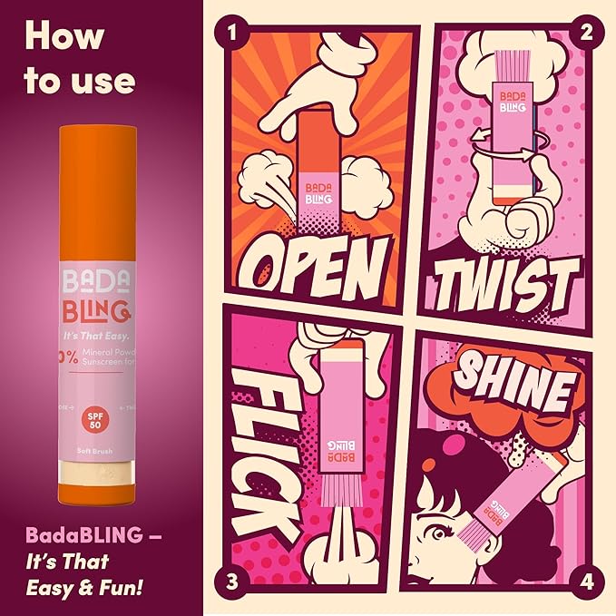 Bada Boom Bada Bling Shimmer Mineral Translucent Sunscreen Powder Brush on SPF 50 and Sparkles