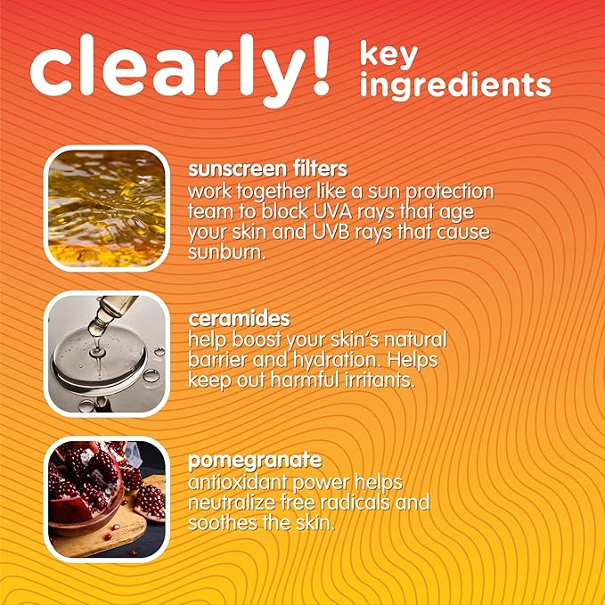 L-UV clearly! SPF 30 Jelly Face Sunscreen Invisible &amp Lightweight Broad-Spectrum UVA/UVB Protection Sensitive Skin Safe Fragrance-Free Hydrating with Ceramides &amp Pomegranate Seed Oil 2.5