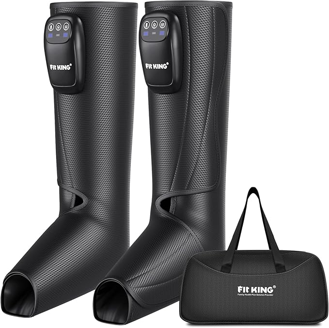 FIT KING Cordless Foot and Leg Massager Rechargeable Foot and Calf Massage Boots Portable Compression Boot for Circulation Pain Relief Recovery After Training Healthy Travel Gift
