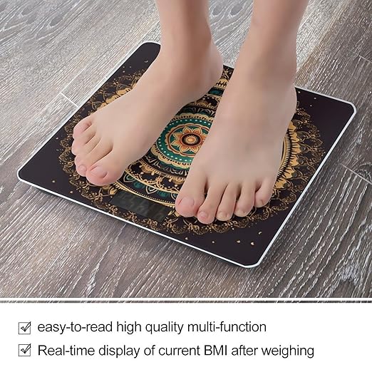 Mandala Digital Bathroom Scale for Body Weight with High Precision Digital Weighing Scale with BMI Clear LCD Display and Step-On Measures Weight Up to 180kg