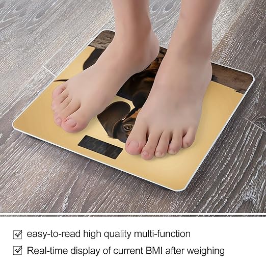 A Cute Dachshund Bathroom Scale Ultra-Bright Liquid Crystal Screen Weight Scale Accurate Bathroom Body Scales for Body Weight Bathroom Pet Home Bedroom Gift-Giving