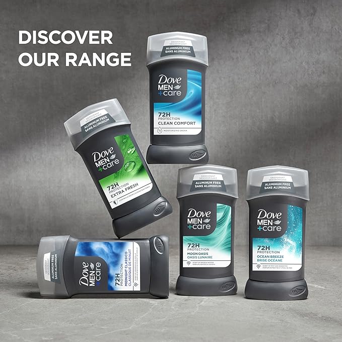 Dove Men+Care Aluminum-Free Deodorant Moon Oasis 4 Count for a Long-Lasting Scent with 72H Odor Protection 3.0 oz