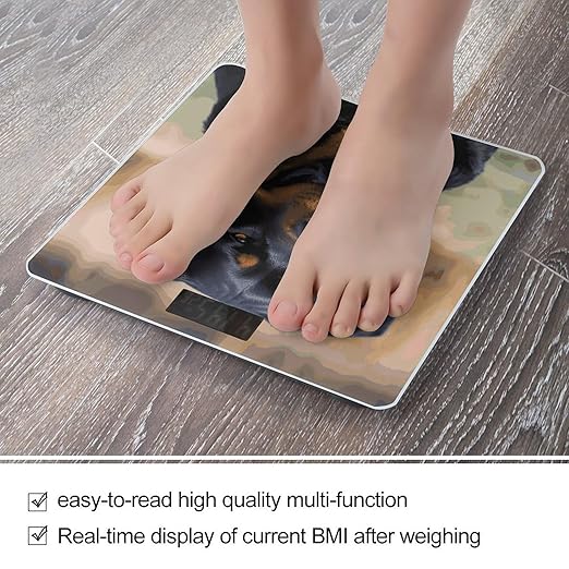 Rottweiler Dog Weight Scale Large Bathroom Scales Digital Weight with Bright LED Display Non Slip Automatic Weighing Scale Fashion Weighing Machine for Body