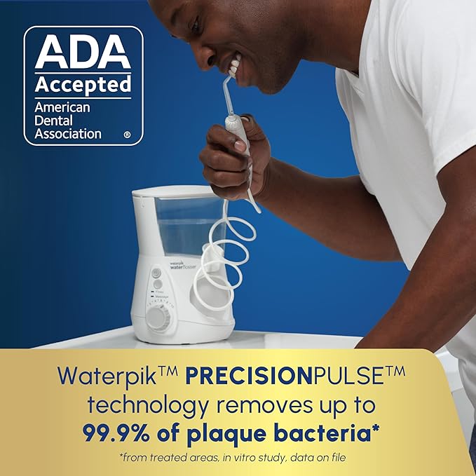 Waterpik Aquarius Water Flosser For Teeth Cleaning Gums Braces Dental Care Electric Power With 10 Settings 7 Tips For Multiple Users And Needs ADA Accepted White WP-660 Packaging May Vary