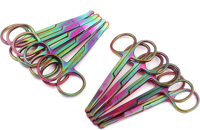 Set of 10 Pieces 3.5 Rainbow Nose Scissors Straight &amp Curved Mustache Scissors Ear Beard Trimming Eyebrow Shears Personal Grooming Men Women Stainless Steel Multi-purpose