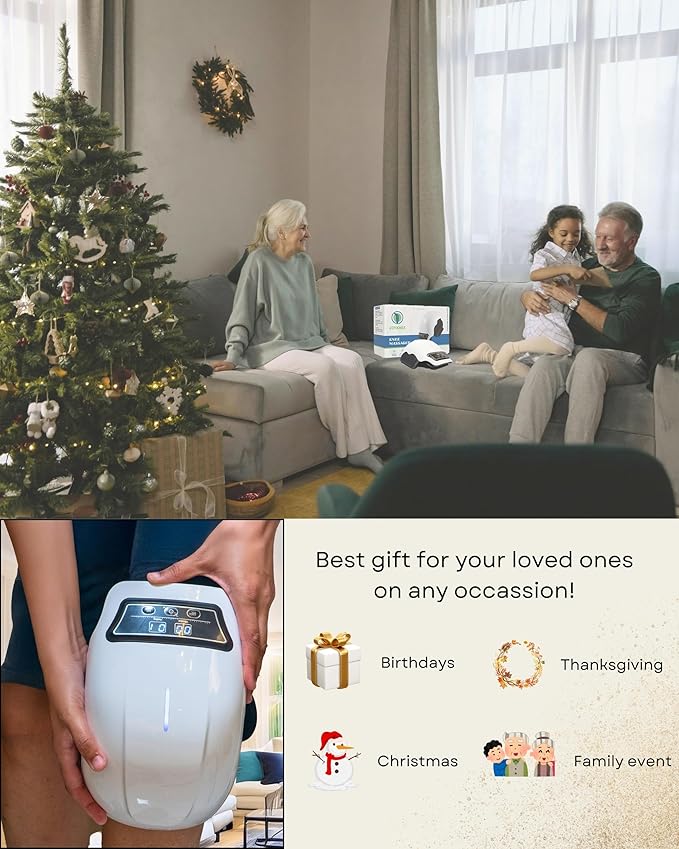 Cordless Knee Massager with Heat &amp Red Light Therapy – Adjustable Heat &amp Vibration – Lightweight Portable &amp Multi-Use for Knees Shoulders &amp Elbows – Relaxing and Comfortable Design