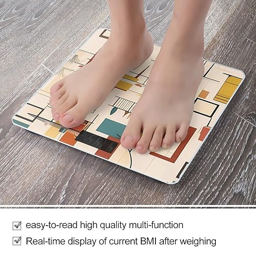 Mid Century Modern Weight Scale Large Bathroom Scales Digital Weight with Bright LED Display Non Slip Automatic Weighing Scale Fashion Weighing Machine for Body