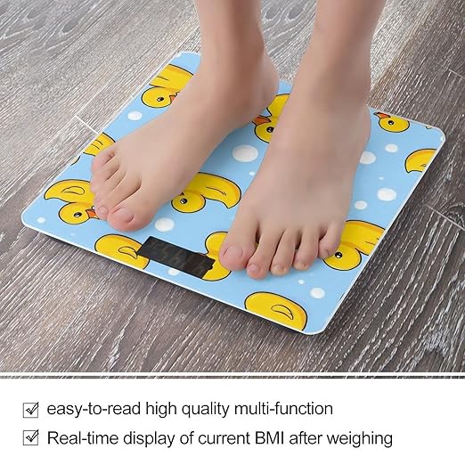 Men's Fashion Automatic Switch Digital Bathroom Weighing Scale Smart Scale Yellow Rubber Ducks Soap Bubbles Blue