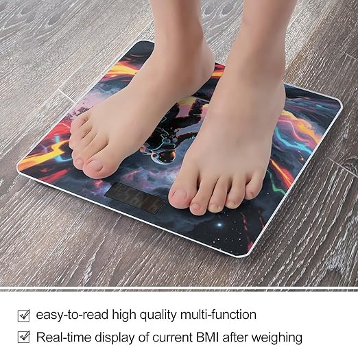 Astronaut Star Surfing Weight Scale Large Digital Bathroom Scales with Bright LED Display Non Slip Digital Scale and Step On Fashion Weighing Machine for Body