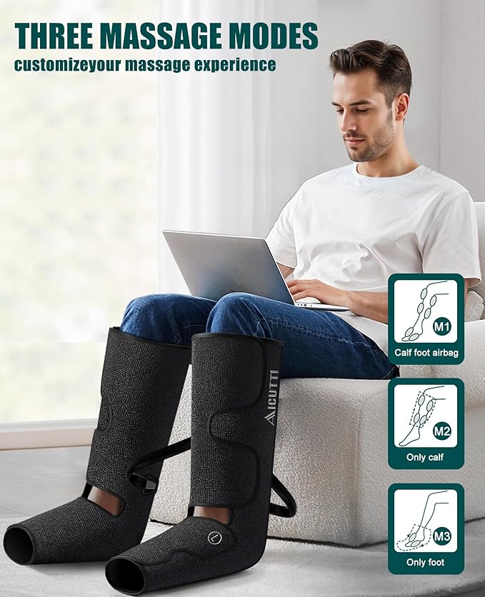 Professional Air Compression Leg and Foot Massager with Heat - Christmas &amp Birthday Gifts for Men &amp Women Improved Circulation &amp Pain Relief Ideal for Parents on Mother's Day &amp Fathe