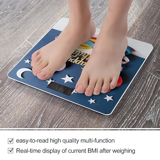 Happy Birthday Balloon Smart Scale for Body Weight Digital Bathroom Scale Toughened Glass Weight Scale with Large LCD Backlight Display High Precision Scales Weighing Machine