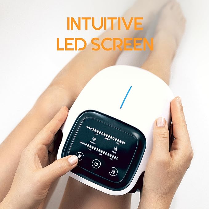 Careella Advanced Wireless XL Knee Massager with Bag – Heated &amp Rechargeable Pad with Smart Vibration Adjustable Brace &amp Gentle Light – Cordless Comfort Device for Knees &amp Joints – Portab