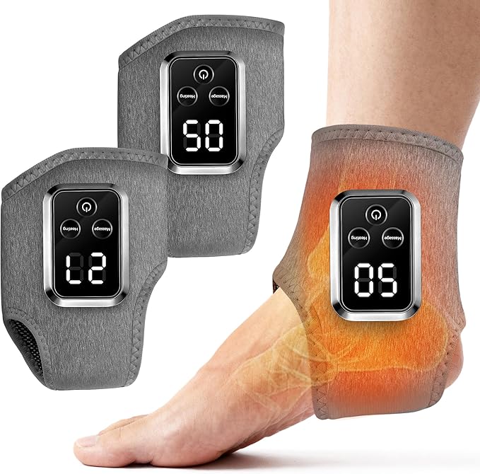 YAZHI Foot Massager 2-in-1 Warming Wrap – Relax &amp Renew Foot &amp Ankle Massager with 3 Modes &amp 4 Heat Levels Portable for Home or Travel 2pack