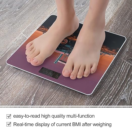 Aesthetic Tractor Weight Scale Digital Electronic Scales Bathroom Scale Larg LCD Backlight Display High Precisio MeasurementsTempered Glass