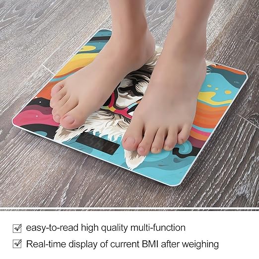 Alpaca Wearing Sunglasses Scale for Body Weight Sturdy Tempered Glass Weighing Scales with LCD Display Accurate Digital Bathroom Scale Convenient Body Fat Smart Scales Easy Read