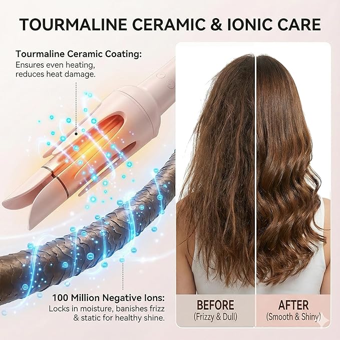 Automatic Curling Iron Rotating – 3-in-1 Self Curling Hair Curler with 3 Barrel Sizes for Loose Waves to Tight Curls Negative Ion Ceramic Anti-Tangle &amp Fast Heating Safe Styling for All Hair Ty