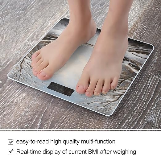 Snow Scene Scale for Body Weight Anti-Slip Tempered Glass Digital Bathroom Scales Clear LCD Display Weighing Scale Safe Rounded Corners Smart Scales