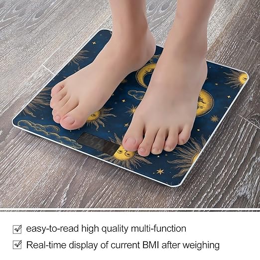 Energy Saving Scale Bathroom Weighing Scale Smart Scale for Body Weight Digital Sun Moon Boho Astrology
