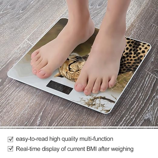 Wild Animal Leopard Bathroom Scale Ultra-Bright Liquid Crystal Screen Weight Scale Accurate Bathroom Body Scales for Body Weight Bathroom Pet Home Bedroom Gift-Giving