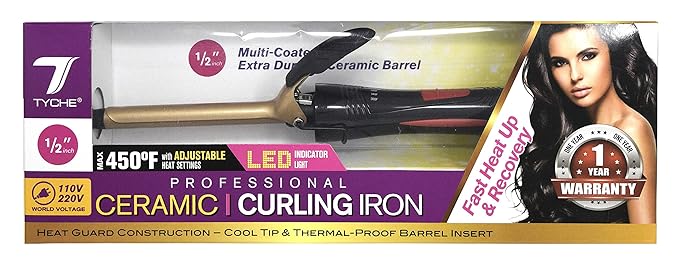 Tyche Professional Ceramic Curling Iron 1/2 inch