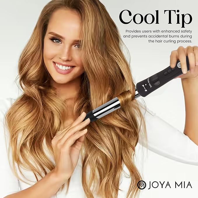 JOYA MIA Prodigy 3-in-1 Interchangeable Titanium Hair Curler - Professional Salon Long-Lasting Curls Hair Curling Tools Kit Durable and Easy-to-Use for Various Curl Styles Black