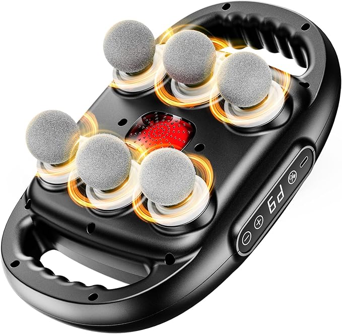 6-Head Massage Gun Deep Tissue Back Massager with 9 Adjustable Intensities &amp 9 Modes Electric Percussion Massager Gun Tool for Back/Shoulders/Legs/Arms/Neck (6 Head)