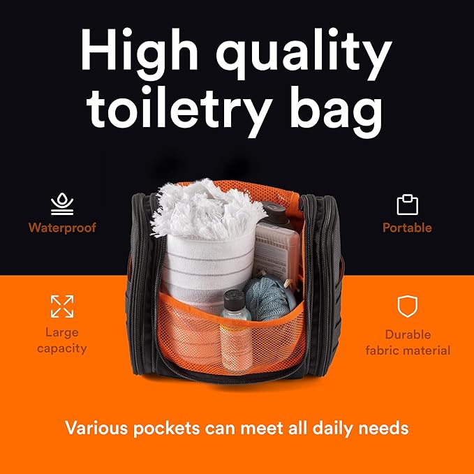 Fitdom Tactical Hanging Toiletry Bag Dopp Kit For Men &amp Women. Perfect For Travel &amp Storage for Cosmetic Clipper Toothbrush Shower Shaving &amp Grooming Care. Best Overnight Toiletries Or