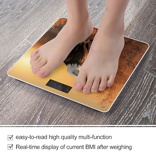 Digital Bathroom Scale for Body Weight Scale with Bright LCD Display High Accuracy Step-On Technology Auto On/Off Golden Sunset Bald Eagle Digital Scales 400 Lbs /180kg