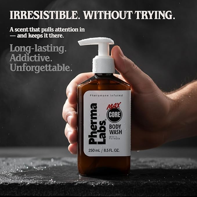 Pheromone Body Wash for Men – MAX CORE Attraction Formula to Turn Heads &amp Smell Irresistible – Fresh Masculine Scent – 8.5 oz