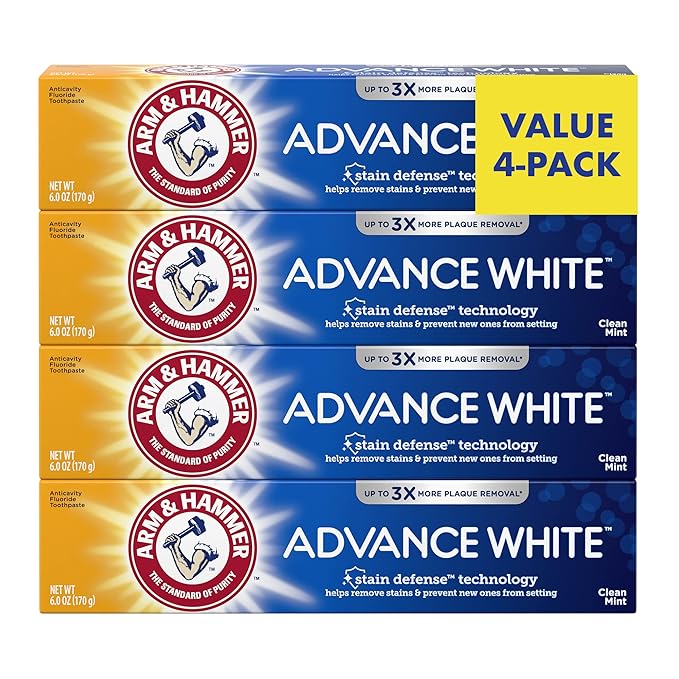 Arm &amp Hammer Essentials Charcoal Deodorant 4-Pack and Advance White Toothpaste 6 Ounce (Pack of 4)