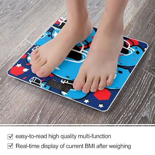 Baseball Helmet Blue Weight Scale Large Digital Bathroom Scales with Bright LED Display Non Slip Digital Scale and Step On Fashion Weighing Machine for Body