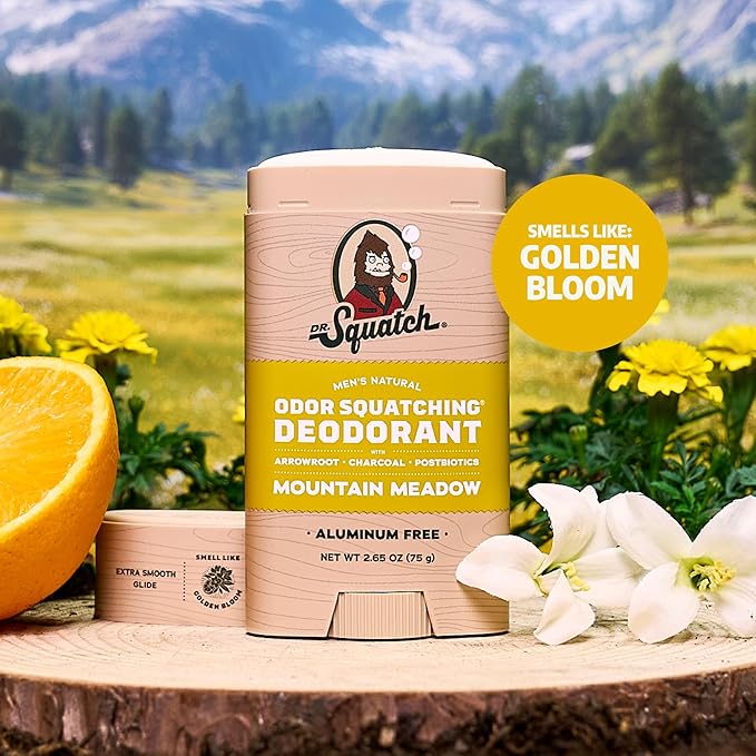 Dr. Squatch Natural Men’s Deodorant – Aluminum Free Natural Deodorant Men with Charcoal &amp Postbiotics for 72-Hour Odor Protection – Fresh Falls 2.65oz Stick