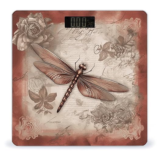 Dragonfly Bee Scale for Body Weight Anti-Slip Tempered Glass Digital Bathroom Scales Clear LCD Display Weighing Scale Safe Rounded Corners Smart Scales