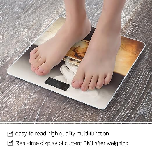 Hot Coffee Bathroom Scale Large LCD Backlight Display Digital Scale Rounded Corners Body Scales Automatic Power On/Off Bathroom Scales for Home Bedrooms