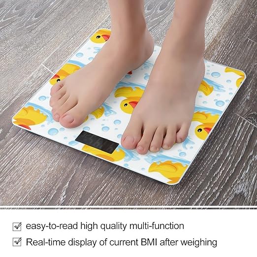 Men's Fashion Automatic Switch Digital Bathroom Weighing Scale Smart Scale Cute Funny Cartoon Yellow Rubber Ducks Bubbles