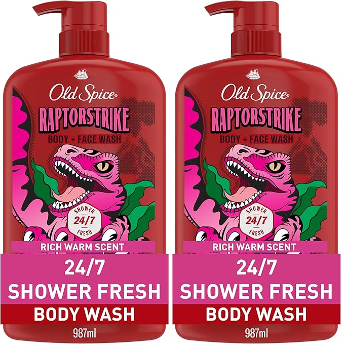 Old Spice Cleansing Body Wash for Men3X Defense24/7 Shower Fresh with Lasting Scent2-in-1 Body &amp Face WashRaptorstrike with Dark Berry Scent33.4 oz(Pack of 2)