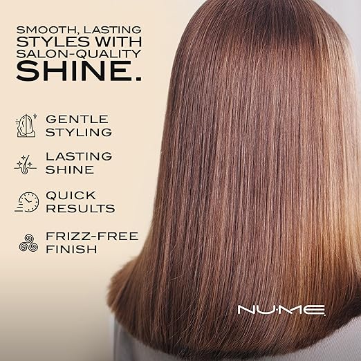 NuMe Fashionista Flat Iron - 1” Tourmaline Hair Straightener - Tourmaline Ceramic Plates - Professional Salon Hair Straightening Styling Flat Iron - Programmable Auto Shut Off - Blush