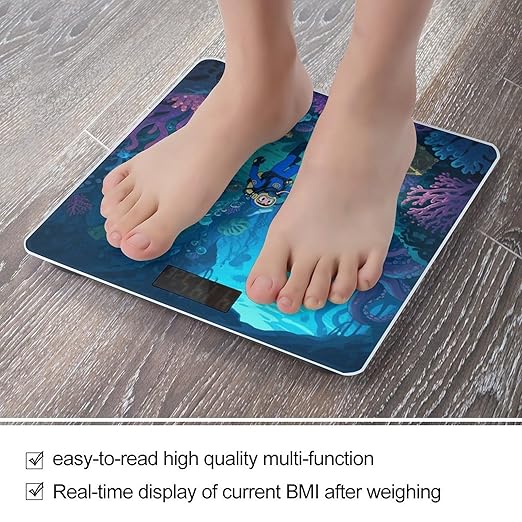 Deep Sea World Weight Scale Large Digital Bathroom Scales with Bright LED Display Non Slip Digital Scale and Step On Fashion Weighing Machine for Body