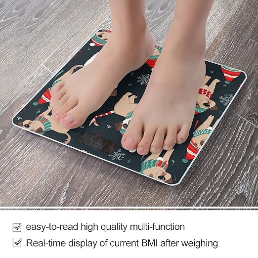 Merry Christmas DogScale for Body Weight with LCD High Precision Weighing Scales Fashion Sturdy Tempered Glass Weight Scales Easy-to-Read Digital Bathroom Scale for Daily 400lb