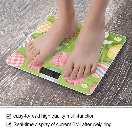 Easter Flower Smart Scale for Body Weight Digital Bathroom Scale Toughened Glass Weight Scale with Large LCD Backlight Display High Precision Scales Weighing Machine