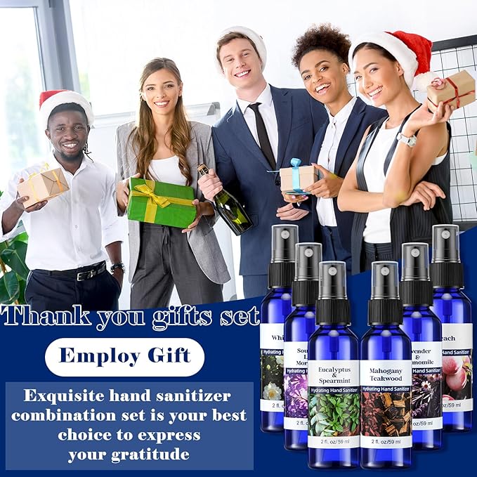 12 Pcs Hand Sanitizer Spray Bulk 2 Fl oz Various Scented Hand Sanitizer Travel Size Moisturizing Christmas Stocking Stuffers for Teacher Nurse Employee Appreciation Gifts