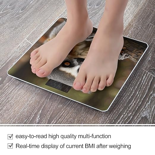 Monkey Lemur Cute Digital Bathroom Scale for Body Weight Weighing Scale with Backlit LCD Display High Precision Measurements &amp Measures Weight Up to 180kg