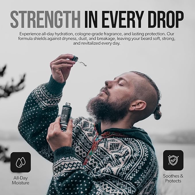 The Beard Struggle - Day Liquid Tonic Beard Oil - Silver Collection (Alfheim's Forests) - Beard Oil for Men - Moisturize Softens Hair Reduces Itch - Day Time Beard Growth Oil (1 Fl oz)