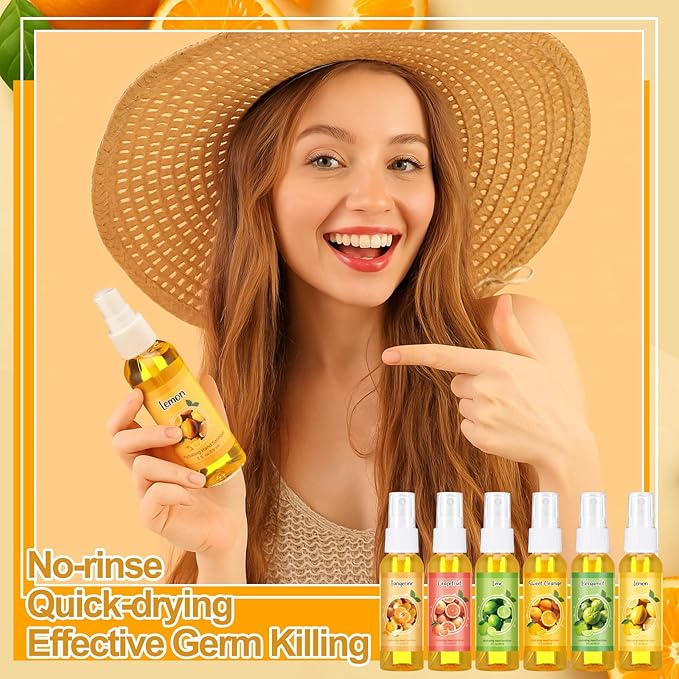 12 Pcs Hydrating Hand Sanitizer Spray Scented Hand Sanitizer Bulk Travel Size 2 Fl oz Pocket Portable Mandarin Scent Antibacterial Sanitizes Mist for Adults Office Family School Nurse Travel