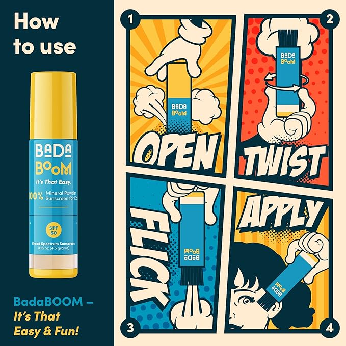 Bada Boom Mineral Translucent Sunscreen Powder Brush on SPF 50 for Kids and Sensitive Skin