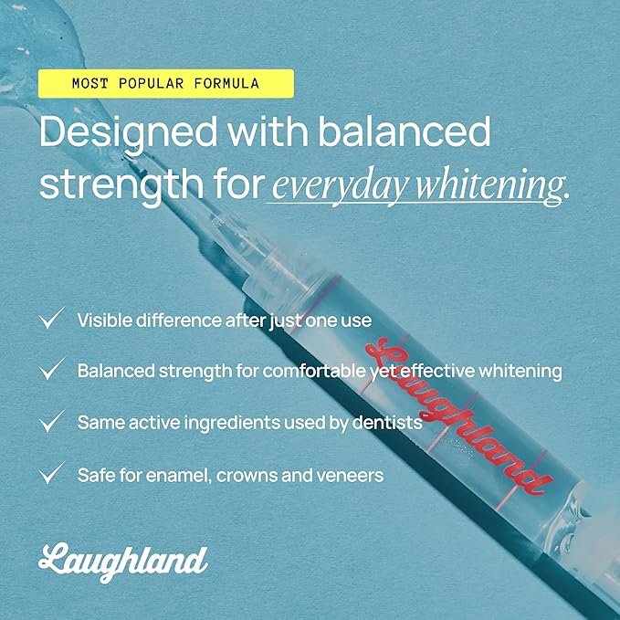 Laughland Original Teeth Whitening Gel 3 Pack Tooth Whitener Made with 8% Hydrogen Peroxide Glycerin Aloe Vera &amp Mint At Home Dental Care Travel Friendly 6 Treatments (3 Pack Original)