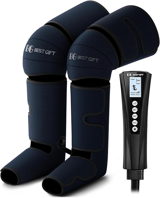 Gifts for Dad Mom Men Women Christmas Mothers Day Fathers Day Air Compression Massager with Heat for Foot Leg Calf Thigh Knee Helpful for Vericose Veins Muscle Fatigue Cramps Swelling Edema